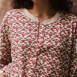 Anthropologie Pink and Cream Floral Top